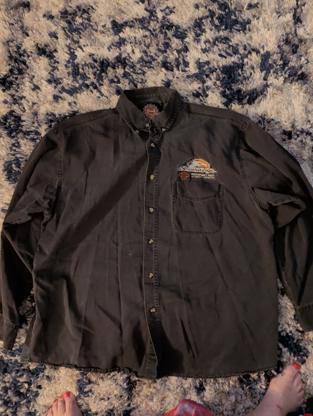 Vintage Harley Davidson Screaming Eagle Embroidered Mens Button Up Shirt XL